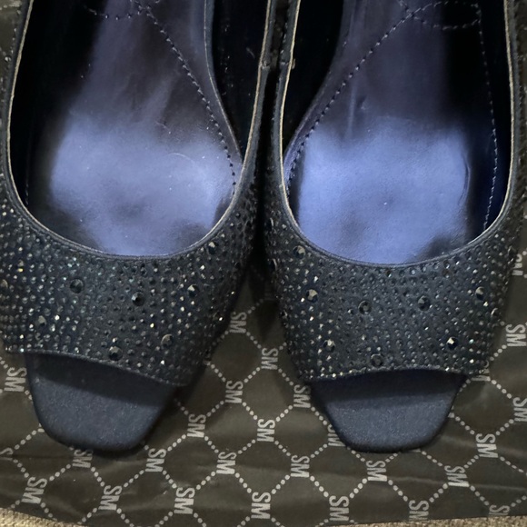 J. RENEE navy sparkly open toe sling back shoes with low heel size 10.5 IMPULS - Picture 2 of 5